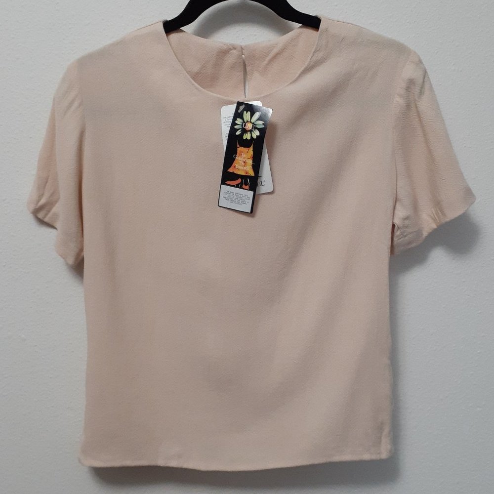 VTG UBU Cream Short Sleeve Top New with Tags XS